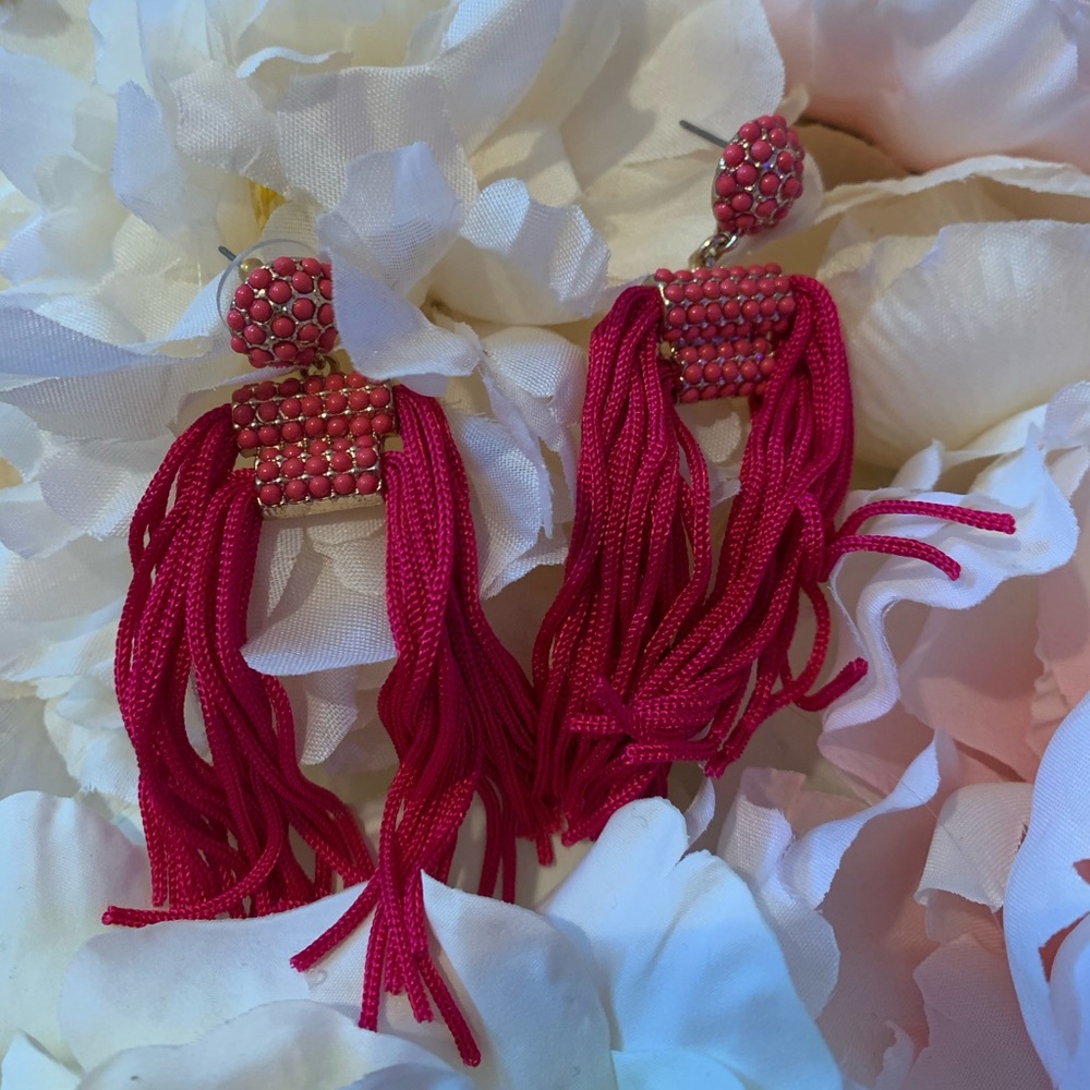 Boutique hot pink tassel earrings
